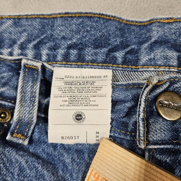 VTG Carhartt B26 DST Denim Shorts Men’s Size 36 (34) Blue Workwear Y2K Dadcore - Picture 4 of 11